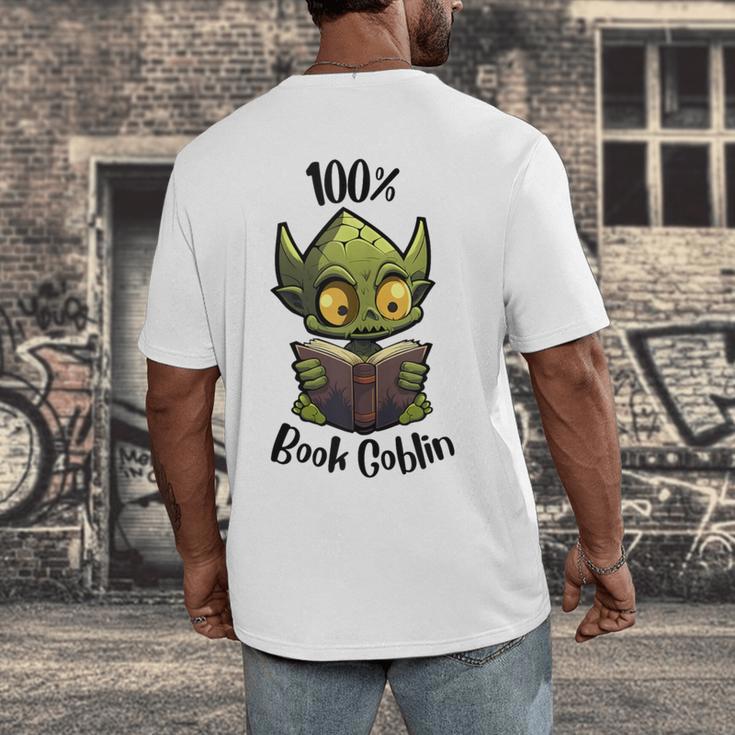 100 Book Goblin Cute Book Reader And Library Lover Men's Back Print T-Shirt