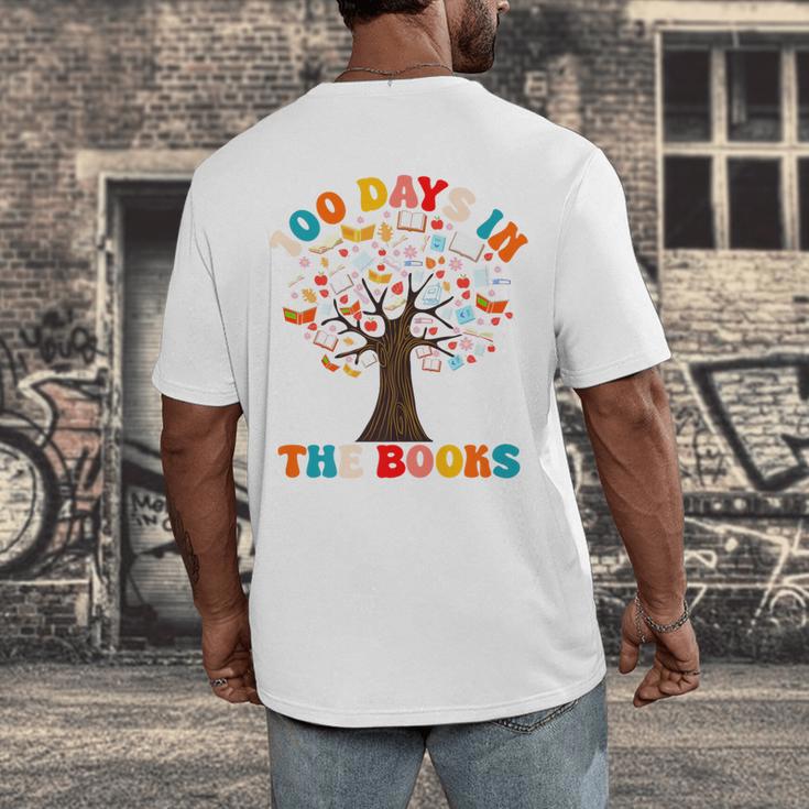 100 Days In The Books Reading Teacher 100th Day Of School Premium Men's Back Print T-Shirt 100 Days In The Books Reading Teacher 100th Day Of School Premium Men's Back Print T-Shirt