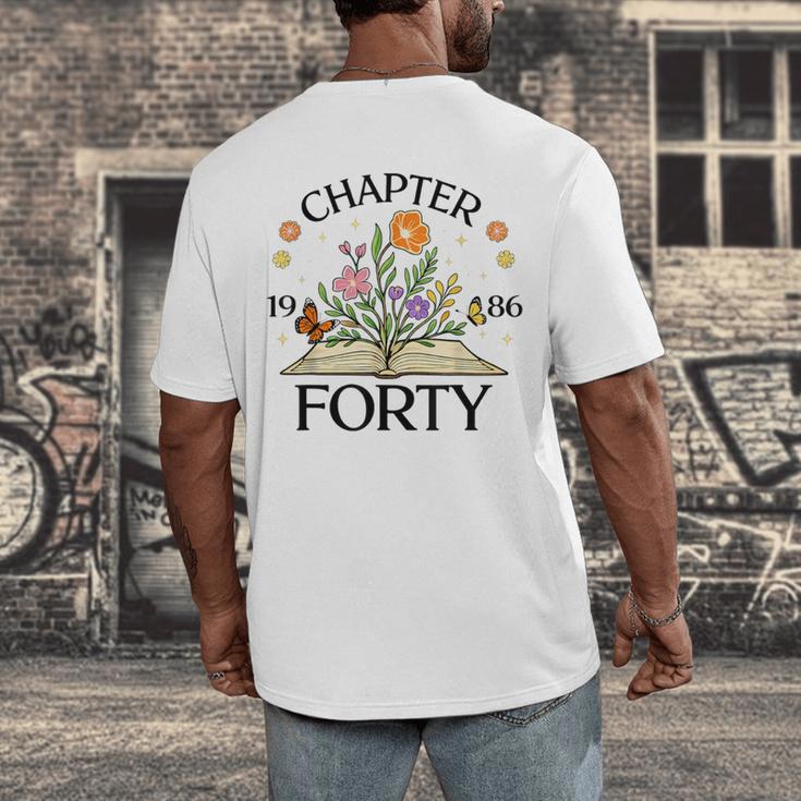 1986 Chapter Forty 40th Birthday Wildflower Book Men's Back Print T-Shirt 1986 Chapter Forty 40th Birthday Wildflower Book Men's Back Print T-Shirt