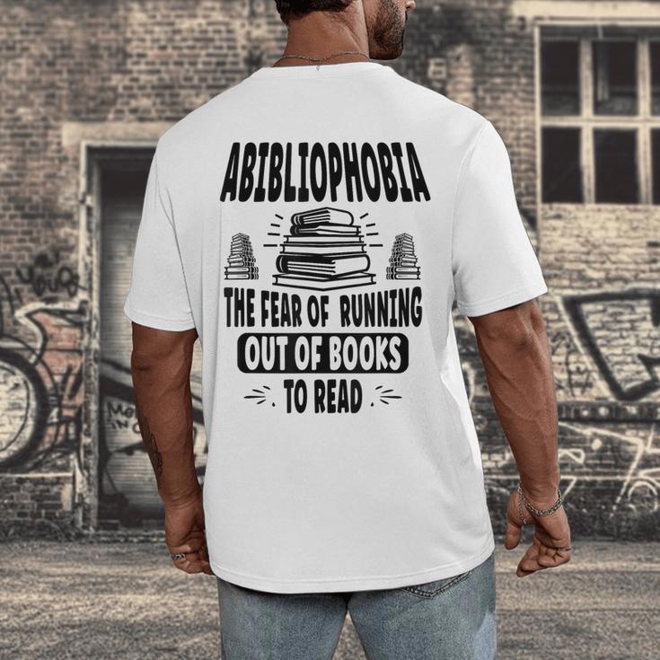 Abibliophobia Definition Book Reading Lover Fans Text Men's Back Print T-Shirt Abibliophobia Definition Book Reading Lover Fans Text Men's Back Print T-Shirt
