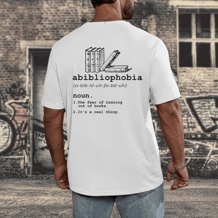 Abibliophobia The Fear Of Running Out Of Books Men's Back Print T-Shirt