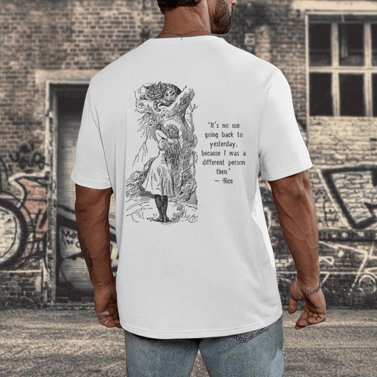 Alice Adventures Wonderland Vintage Book Quote Lewis Carrol Men's Back Print T-Shirt