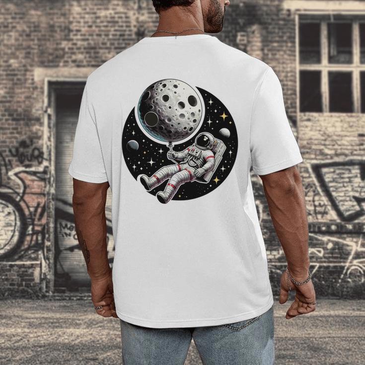 Astronaut Aesthetic Holding Moon Balloon Planets Introvert Men's Back Print T-Shirt Astronaut Aesthetic Holding Moon Balloon Planets Introvert Men's Back Print T-Shirt