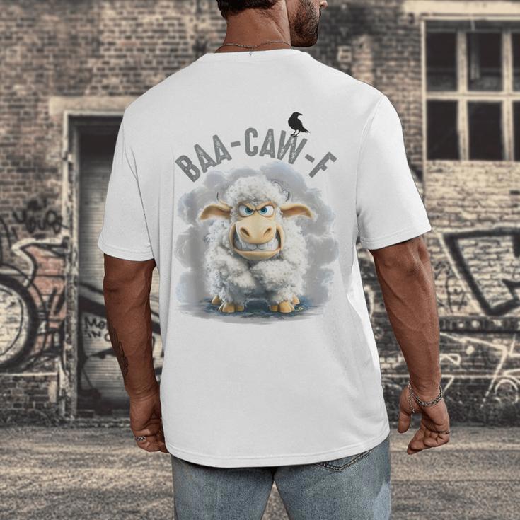 Back Off – Sheep Baa Crow Caw Pun For Introverts Men's Back Print T-Shirt