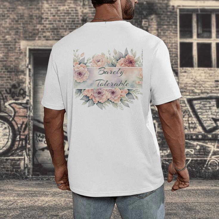 Barely Tolerable Book Floral Bookworm Lover Bookish Premium Men's Back Print T-Shirt