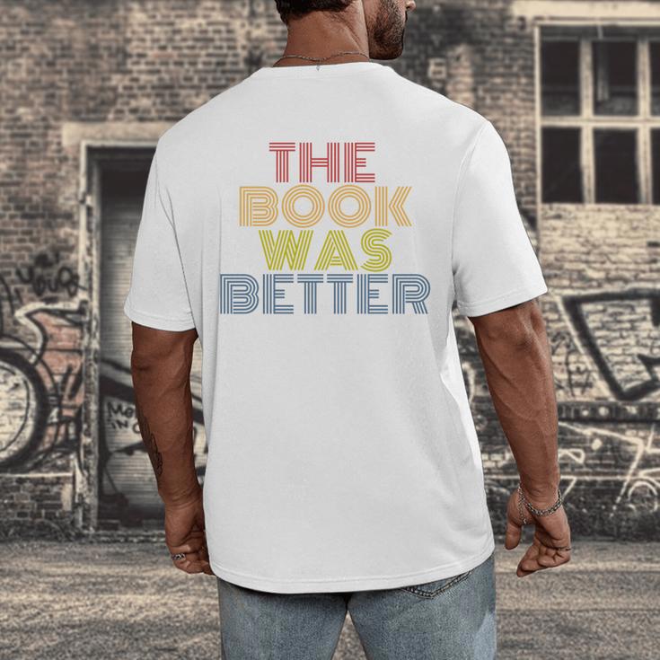 The Book Was Better Retro 70s Vintage Premium Tri-Blend Men's Back Print T-Shirt