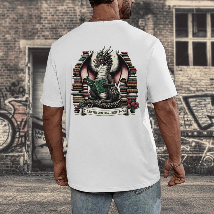 Book Dragon Yes I Really Do Need All These Books Men's Back Print T-Shirt