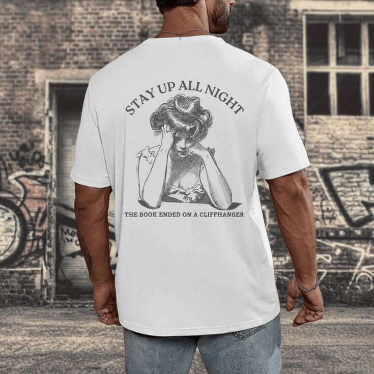 The Book Ended On a Cliffhanger Cute Book Lover Teach Men's Back Print T-Shirt