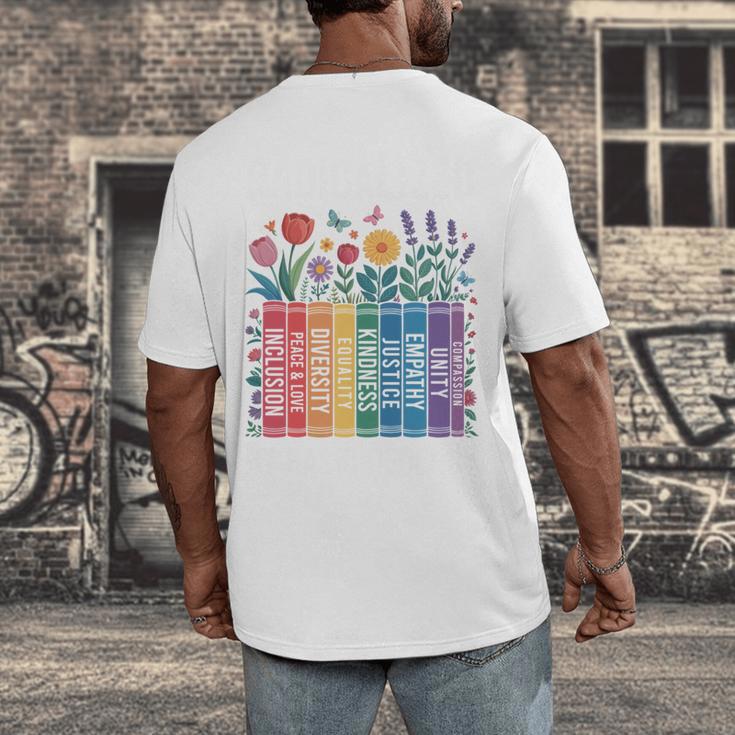 Book Flower Radicalized By Basic Decency Feminist Leftist Men's Back Print T-Shirt
