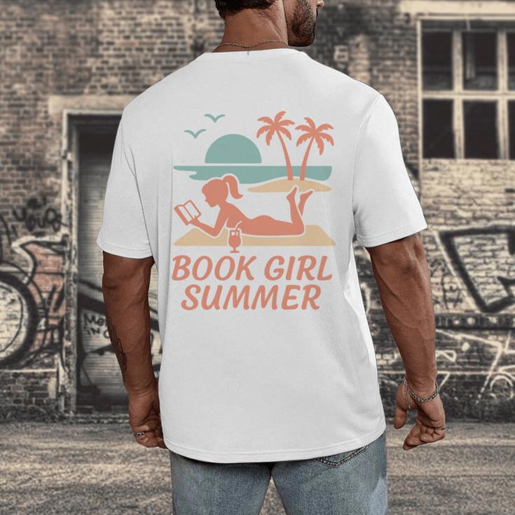 Book Girl Summer Book Reading Retro Sunset Men's Back Print T-Shirt