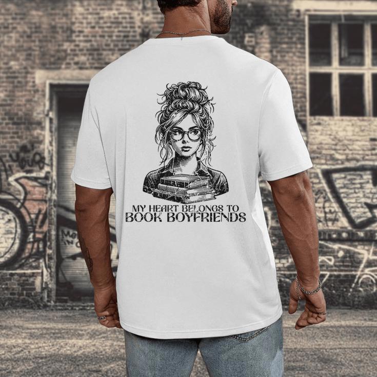 Book Lover Bent Over a Book Men's Back Print T-Shirt