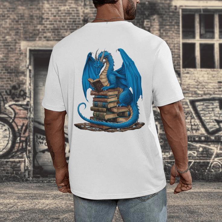 Book Lover Bookworm Reading Books Dragon Premium Tri-Blend Men's Back Print T-Shirt