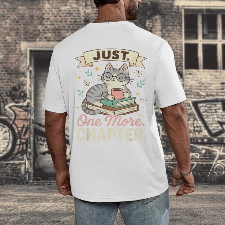 Book Lover Cute Cat Coffee Just 1 More Chapter Cozy Reading Men's Back Print T-Shirt