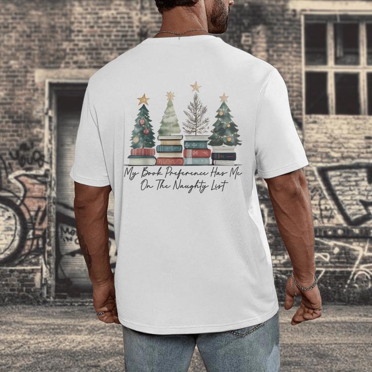 My Book Preference Has Me On The Naughty List Christmas Tree Men's Back Print T-Shirt