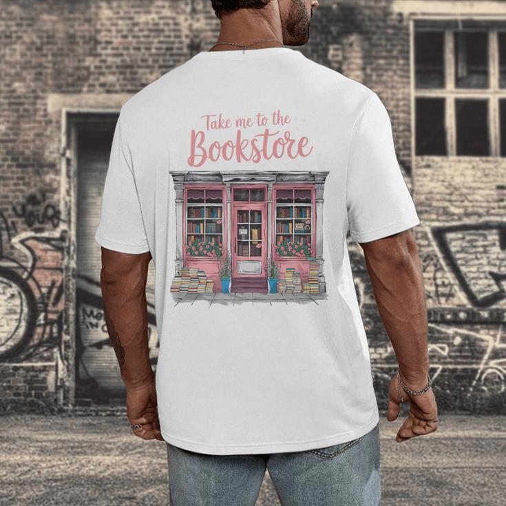Take Me To The Book Store Librarians Valentine's Day Premium Men's Back Print T-Shirt