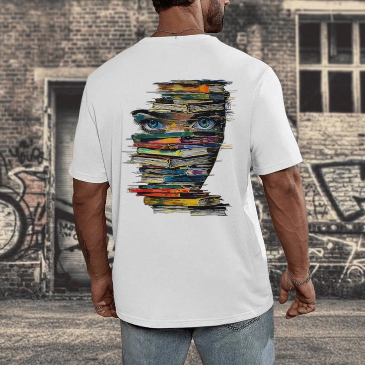 Book Women Graphic Art Colorful Eyes Men's Back Print T-Shirt