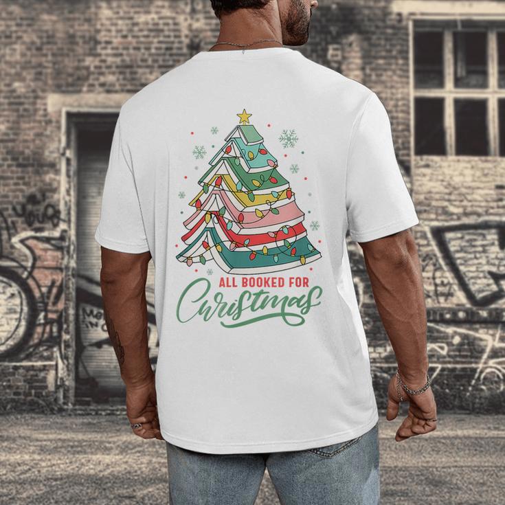 All Booked For Christmas Book Xmas Tree Lights Reading Girly Men's Back Print T-Shirt