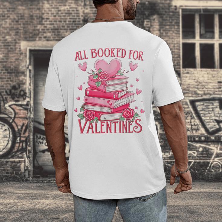All Booked For Valentine Books Lover Teacher Floral Men's Back Print T-Shirt All Booked For Valentine Books Lover Teacher Floral Men's Back Print T-Shirt