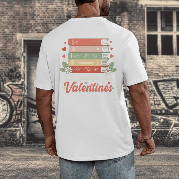 All Booked For Valentines Retro Book Lover Teacher Bookworm Premium Tri-Blend Men's Back Print T-Shirt