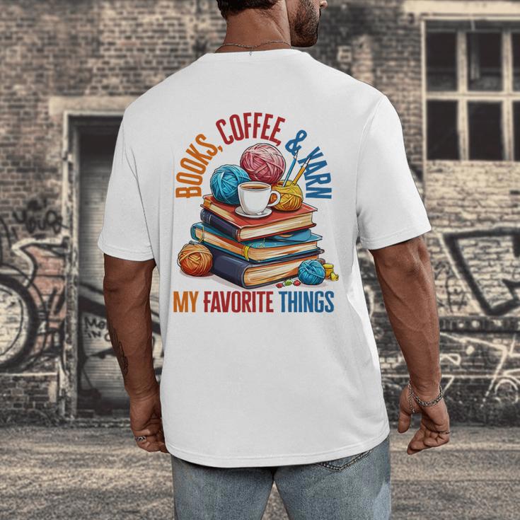 Books Coffee & Yarn Lover My Favorite Things Men's Back Print T-Shirt