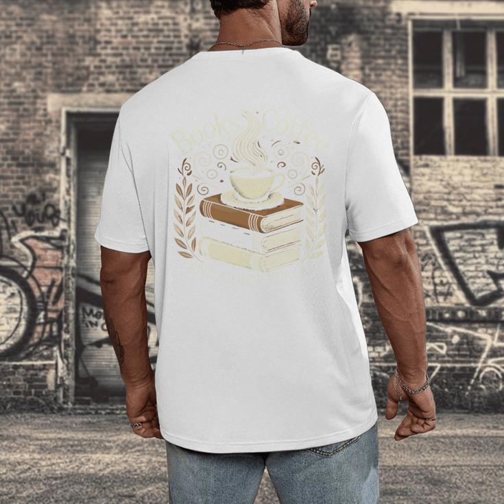 Books Coffee And Quiet Places Literature Men's Back Print T-Shirt