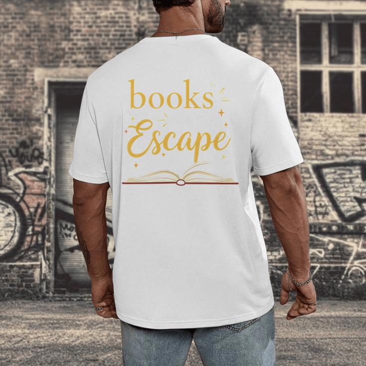 Books Are My Escape Simple Reading Quote Men's Back Print T-Shirt