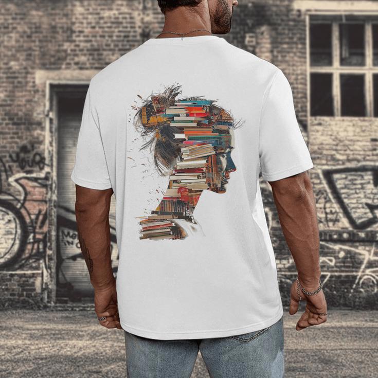 Books Lover Women Art Colorful Drawing Graphic Books Men's Back Print T-Shirt Books Lover Women Art Colorful Drawing Graphic Books Men's Back Print T-Shirt