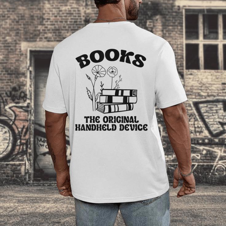 Books The Original Handheld Device Book Lover Men's Back Print T-Shirt Books The Original Handheld Device Book Lover Men's Back Print T-Shirt