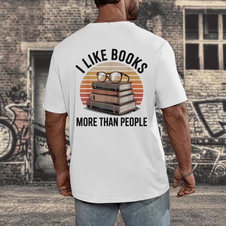 I Like Books More Than People Glasses Men's Back Print T-Shirt I Like Books More Than People Glasses Men's Back Print T-Shirt