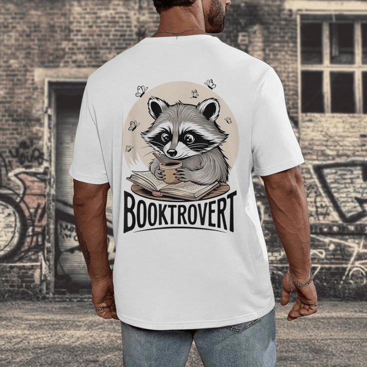 Booktrovert Raccoon Reading And Coffee For Book Lover Men's Back Print T-Shirt