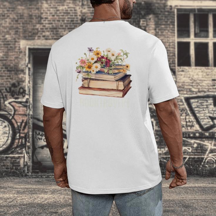 Booktrovert Vintage Wildflowers Books For Book Lovers Men's Back Print T-Shirt