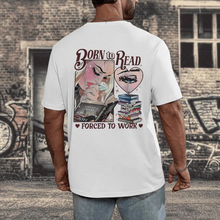 Born To Read Forced To Work Booklover -Adults Book Lovers Casual Grey Small Men's Back Print T-Shirt