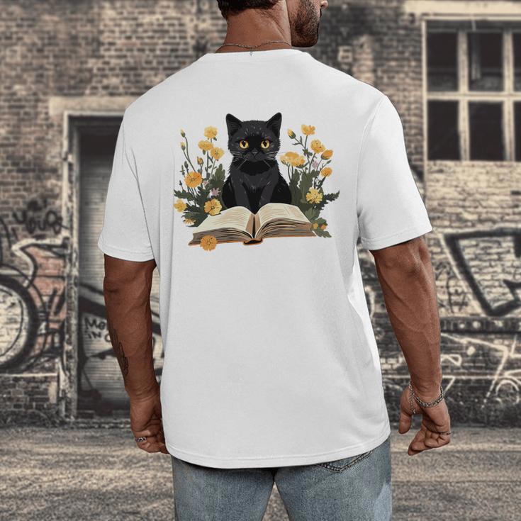 Cat Shirts For Women Book Lover Shirt Cute Cat And Book Premium Tri-Blend Men's Back Print T-Shirt