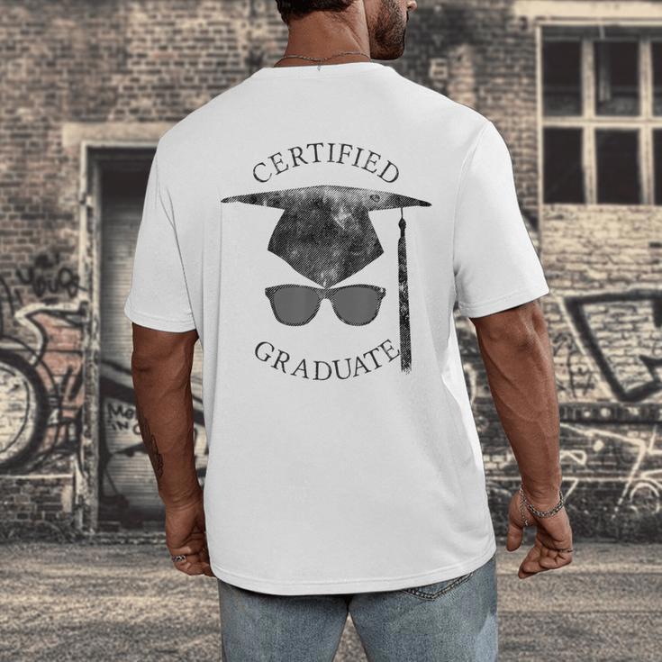 Certified Graduate Vintage Mortarboard Graduation Men's Back Print T-Shirt