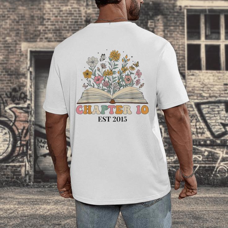 Chapter 10 Years Old 10th Birthday Wildflower Book Lover Men's Back Print T-Shirt
