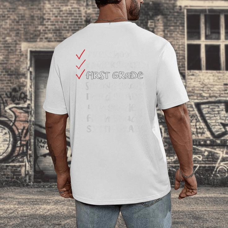 Checklist 1st Grade Class Of 2031 Shirt Graduation Men's Back Print T-Shirt