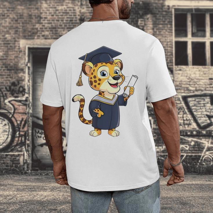 Cheetah Graduation Cute Kindergarten Elementary High School Men's Back Print T-Shirt