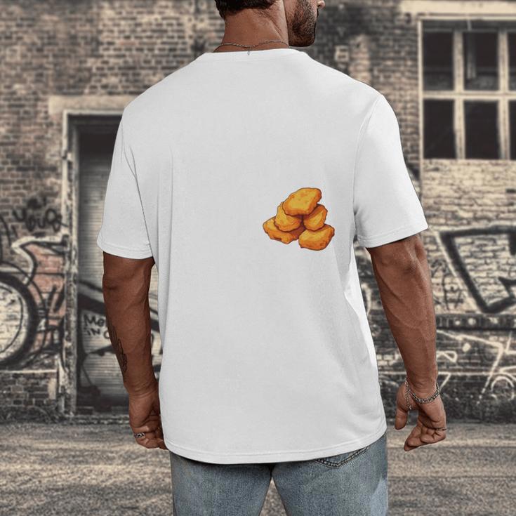 Chicken Nugget Saying Introvert Nuggie Foodie Food Men's Back Print T-Shirt Chicken Nugget Saying Introvert Nuggie Foodie Food Men's Back Print T-Shirt