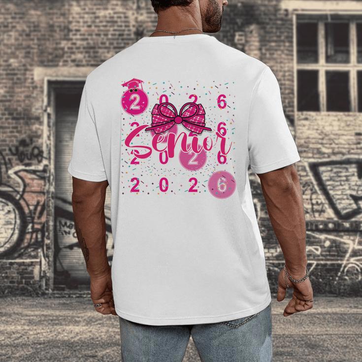 Class Of 2026 Senior Coquette Pink Bow Graduation Family Premium Tri-Blend Men's Back Print T-Shirt