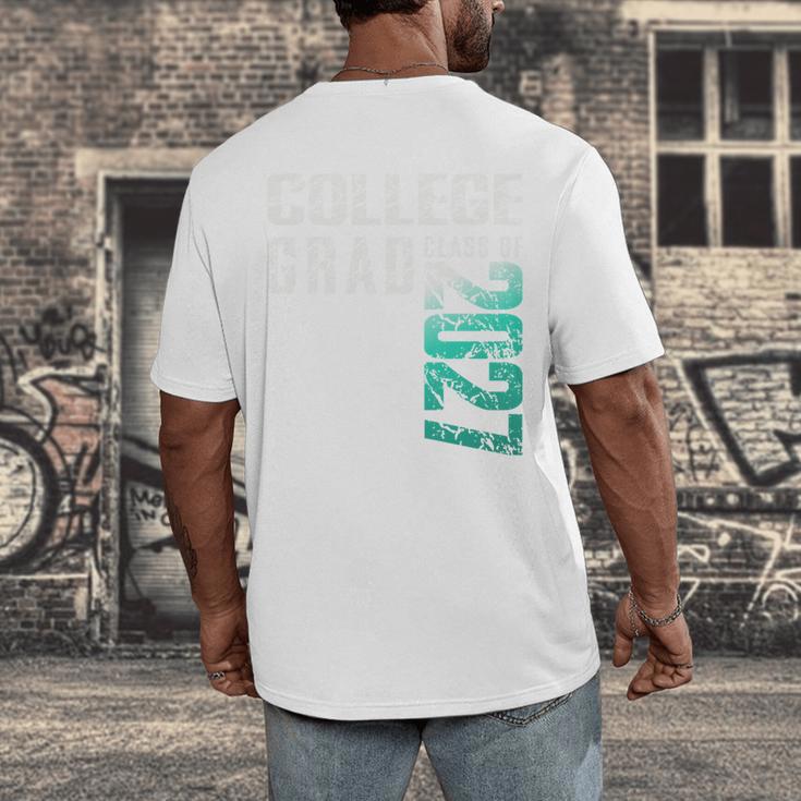 College Grad Class Of 2027 Graduation Men's Back Print T-Shirt