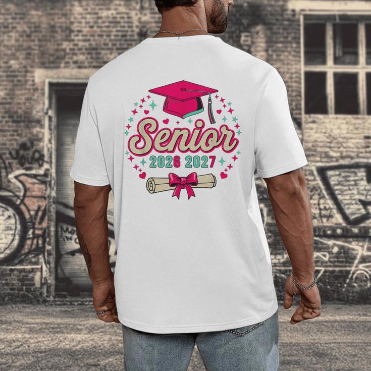 Coquette Pink Bow Senior 2026 2027 Graduation Men's Back Print T-Shirt