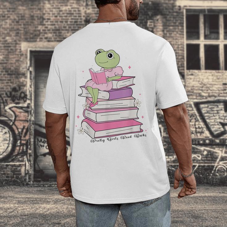 Cute Book Lover Frog Pretty Girls Read Books Kawaii Reading Men's Back Print T-Shirt