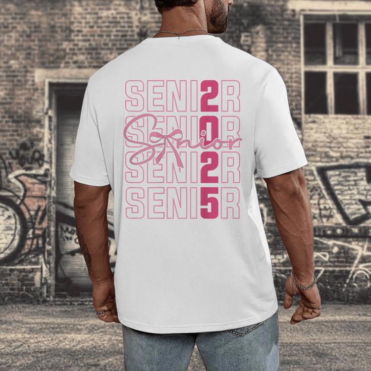 Cute Girls Women Class 2025 Graduation Senior Coquette Bow Men's Back Print T-Shirt