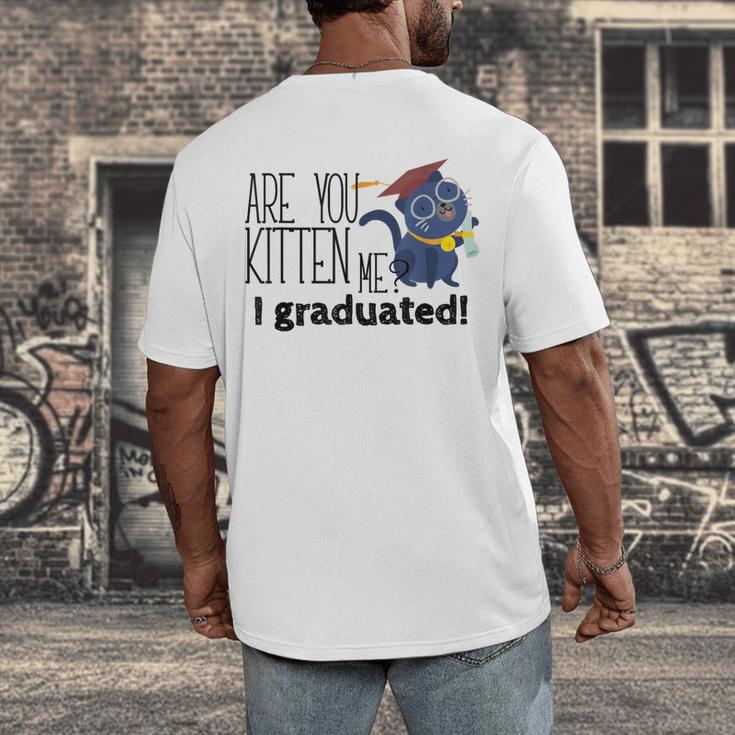 Cute Graduation Cat Masters High School T-Shirt For Men Women Kids Men's Back Print T-Shirt
