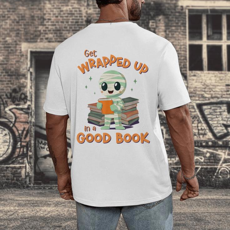 Cute Halloween Teacher Librarian Mummy Reading Books Men's Back Print T-Shirt Cute Halloween Teacher Librarian Mummy Reading Books Men's Back Print T-Shirt