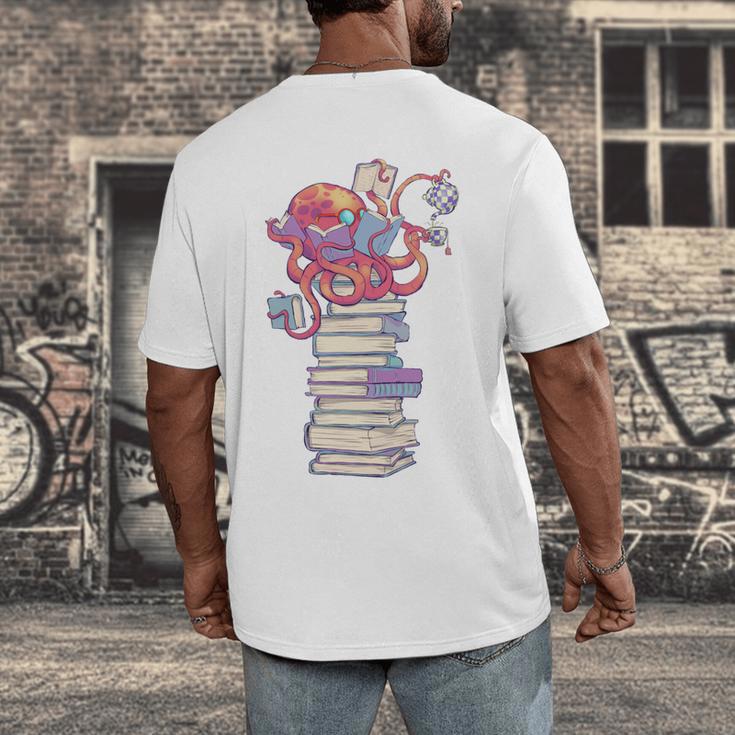 Cute Octopus Bookworm Fun Reading Tee For Book Lovers Men's Back Print T-Shirt