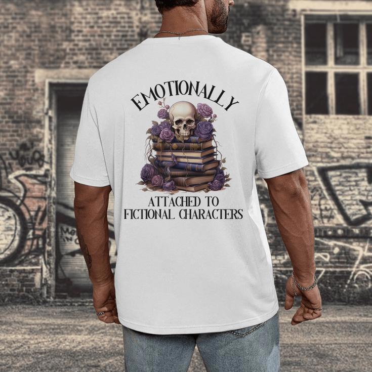 Dark Romance Book Emotionally Attached Fictional Characters Men's Back Print T-Shirt