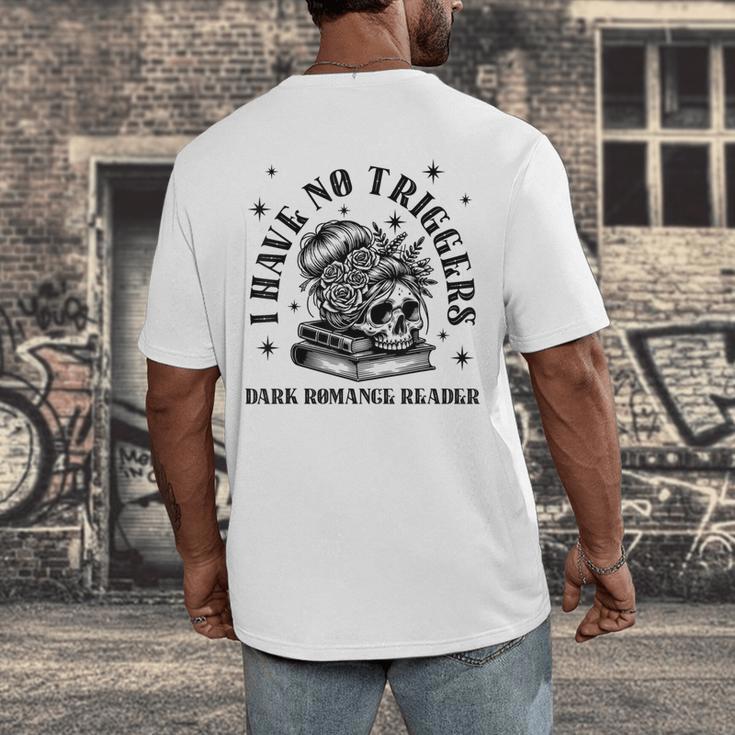Dark Romance Merch Spicy Book Lover No Triggers Warning Men's Back Print T-Shirt