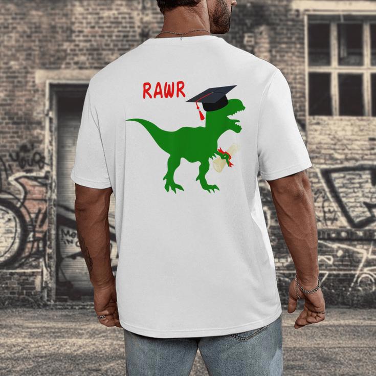 Dinosaur Rawr Diploma Graduate Graduation Men's Back Print T-Shirt