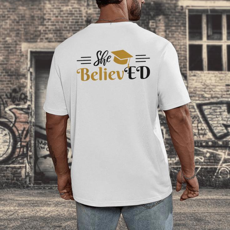 Doctor Of Education She BelievED EdD Graduation Men's Back Print T-Shirt